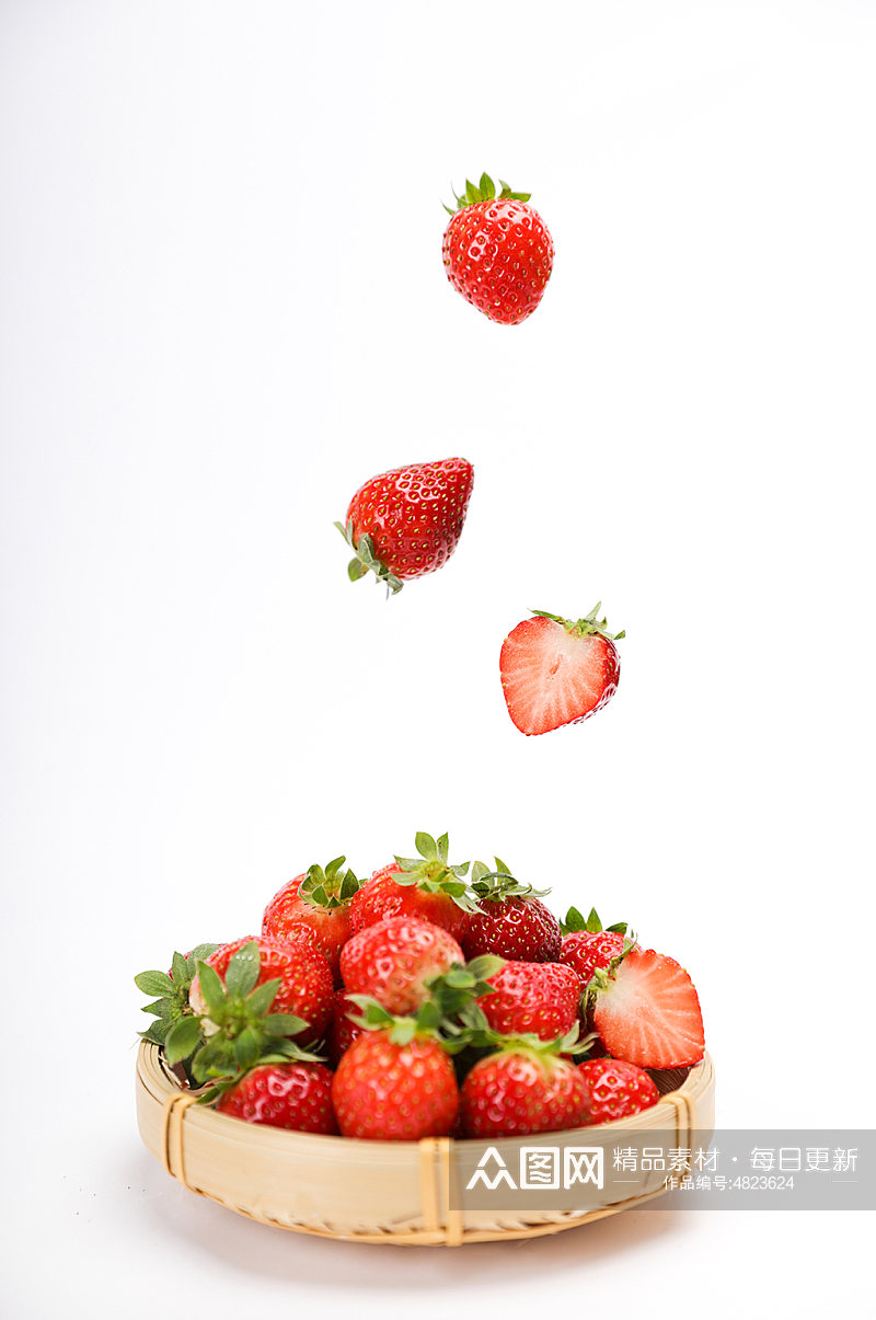 草莓果篮切面草莓水果物品摄影图片素材