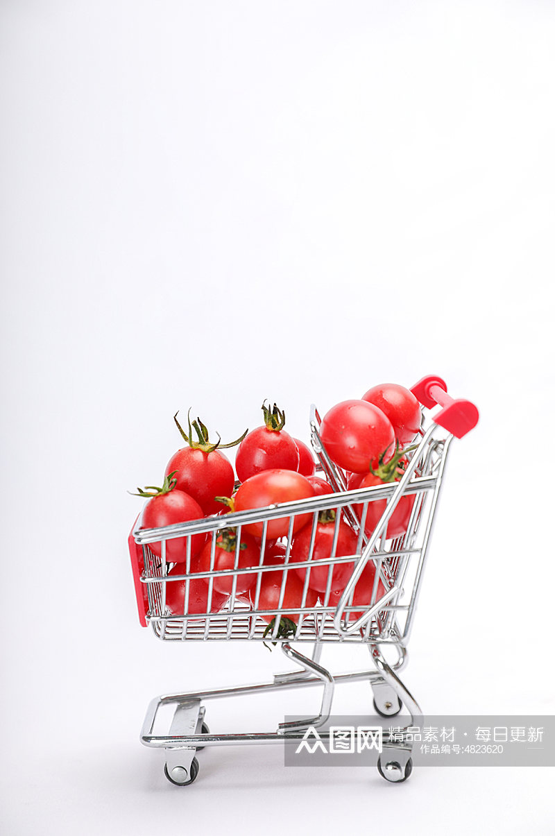 购物车圣女果小番茄水果物品摄影图片素材