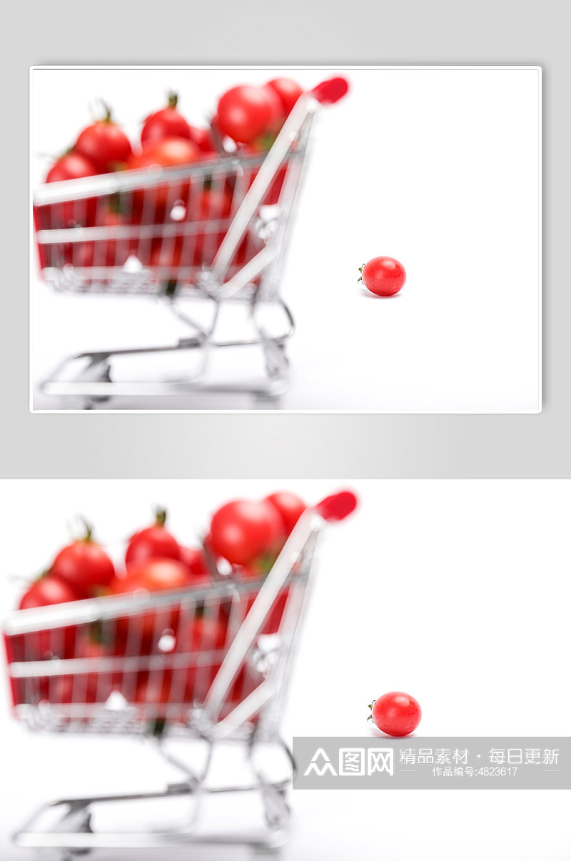 购物车圣女果小番茄水果物品摄影图片素材