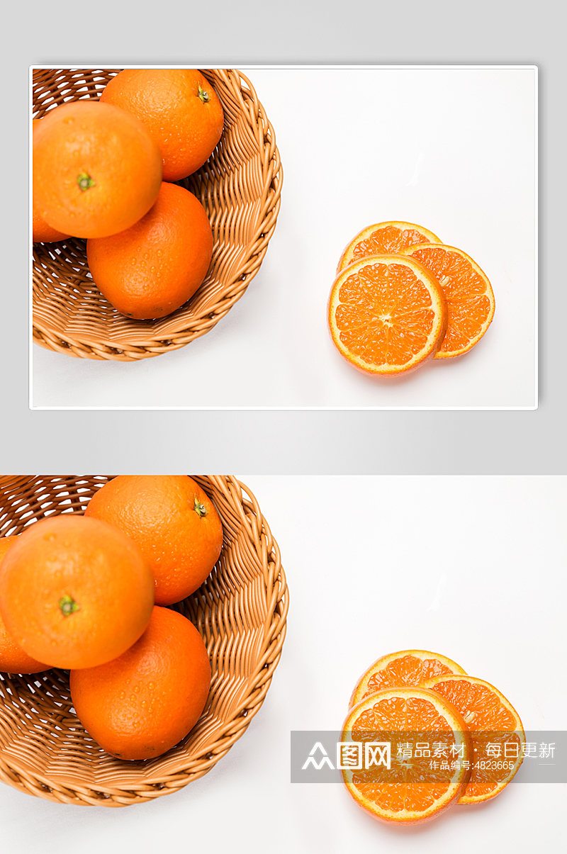 果篮橙子桔子切面水果物品摄影图片素材