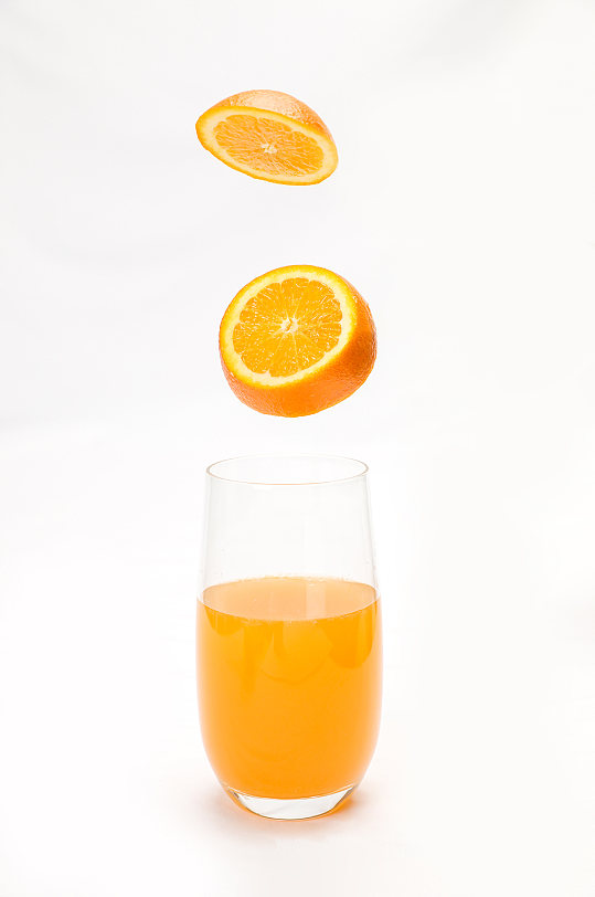 悬浮橙子切面果汁橙汁水果物品摄影图片