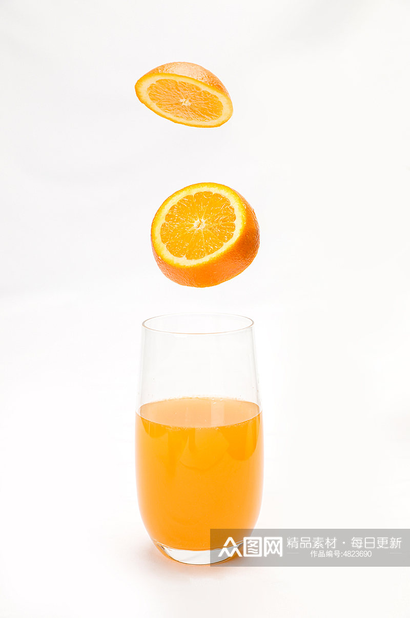 悬浮橙子切面果汁橙汁水果物品摄影图片素材