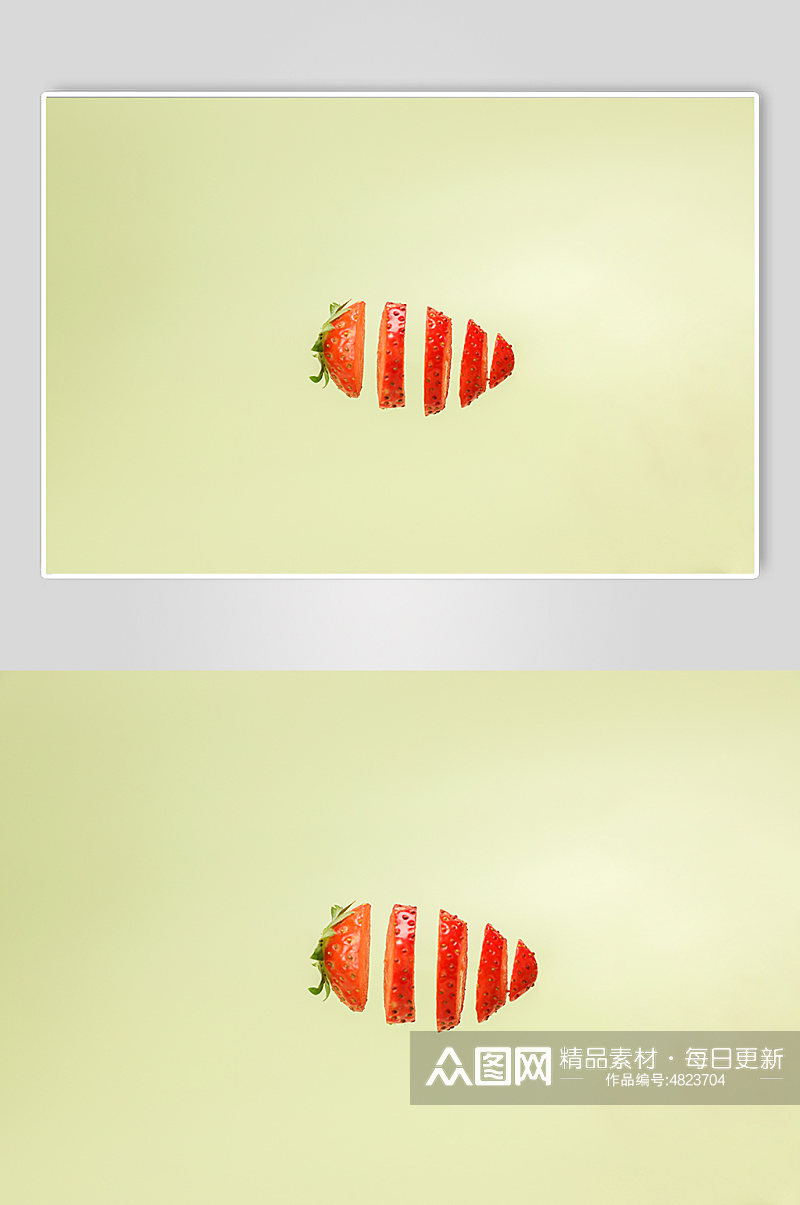 创意悬浮草莓切面草莓水果物品摄影图片素材