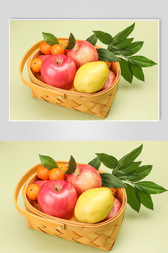 香梨苹果果篮青枣水果物品摄影图片