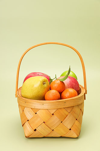 香梨苹果果篮青枣水果物品摄影图片