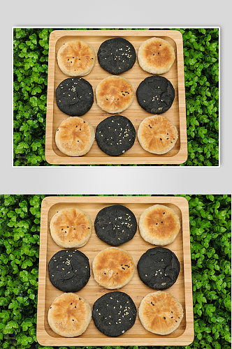 草地的糕点老婆饼豆沙饼食品物品摄影图片
