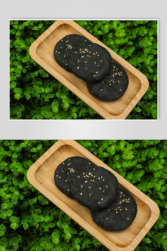 草地的糕点黑芝麻饼豆沙饼食品物品摄影图片