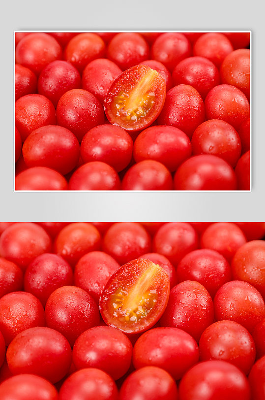 特写圣女果切面小番茄水果物品摄影图片