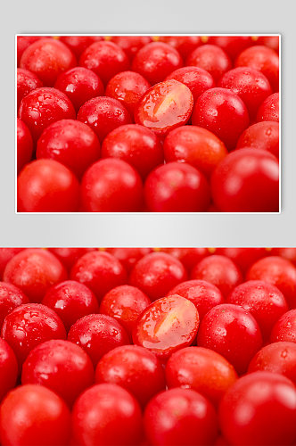 特写圣女果切面小番茄水果物品摄影图片