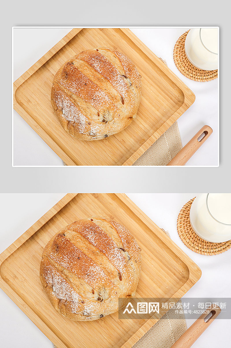 法式全麦面包牛奶食品物品摄影图片素材