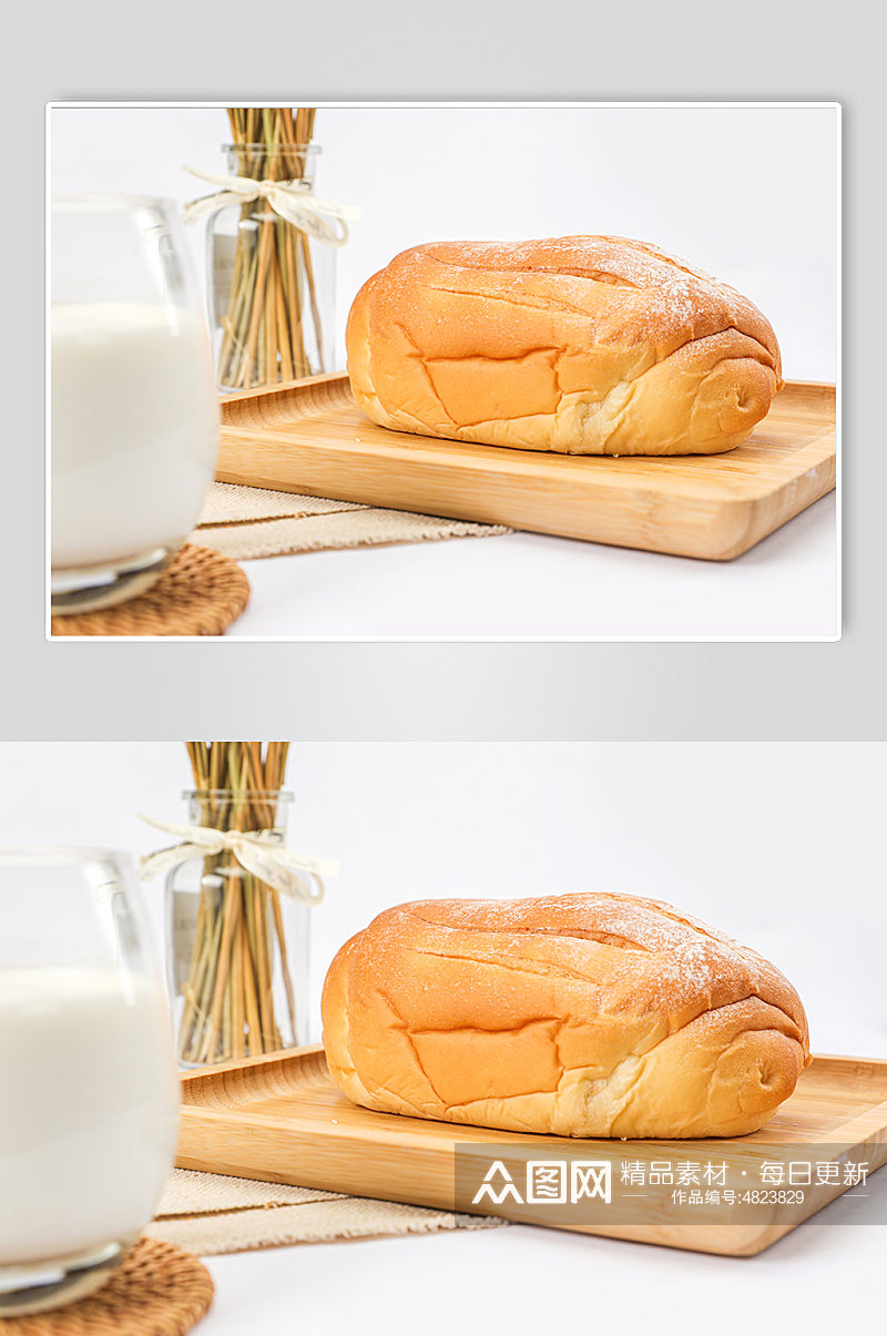 早餐香软面包牛奶食品物品摄影图片素材