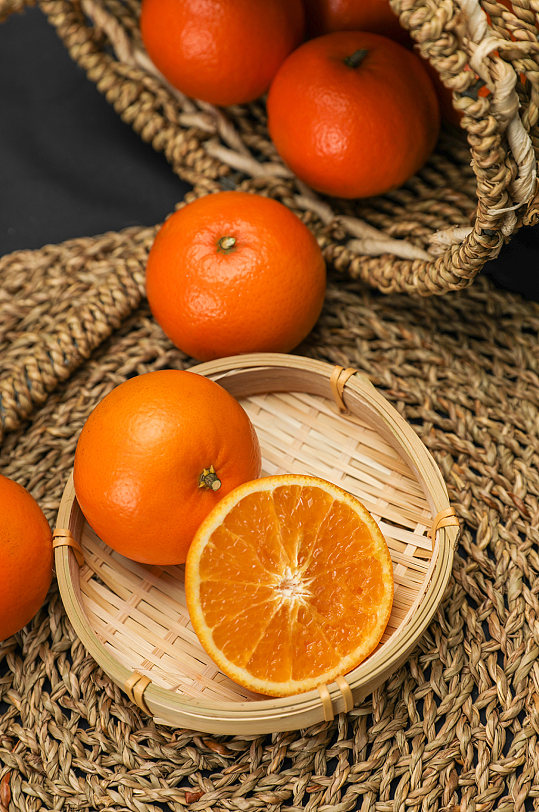 新鲜橙子橘子切片水果物品摄影图片-众图网