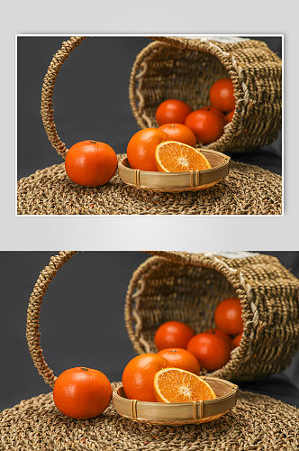 新鲜橙子橘子切片果篮水果物品摄影图片