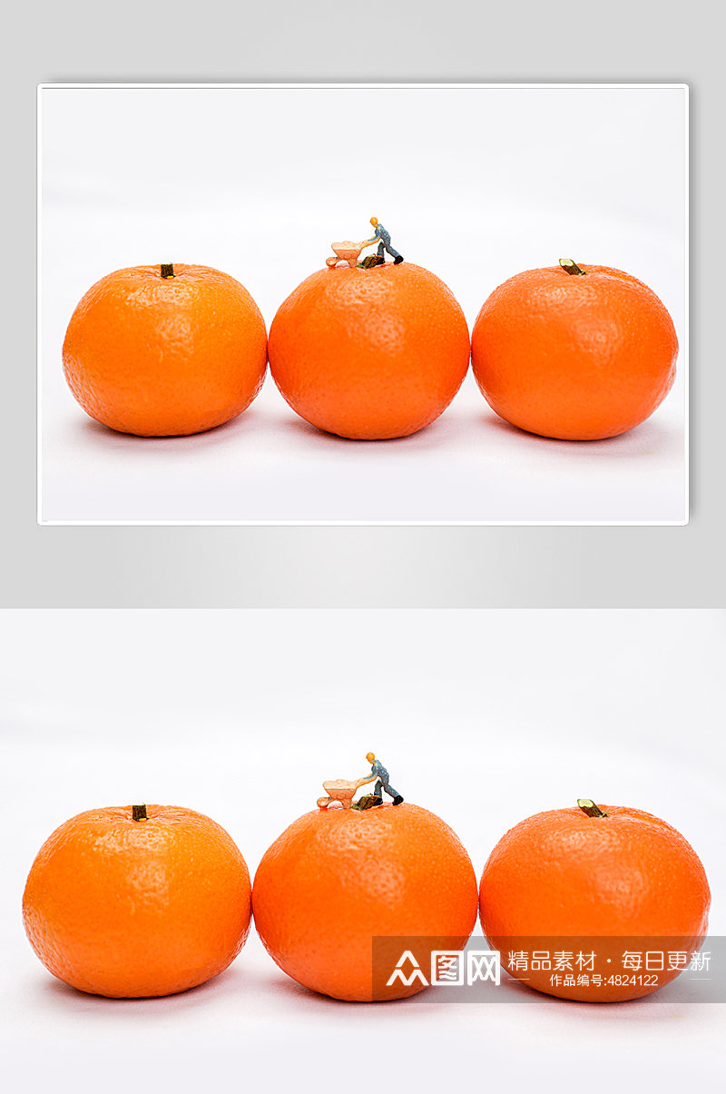 微缩小人工人橙子橘子水果物品摄影图片素材