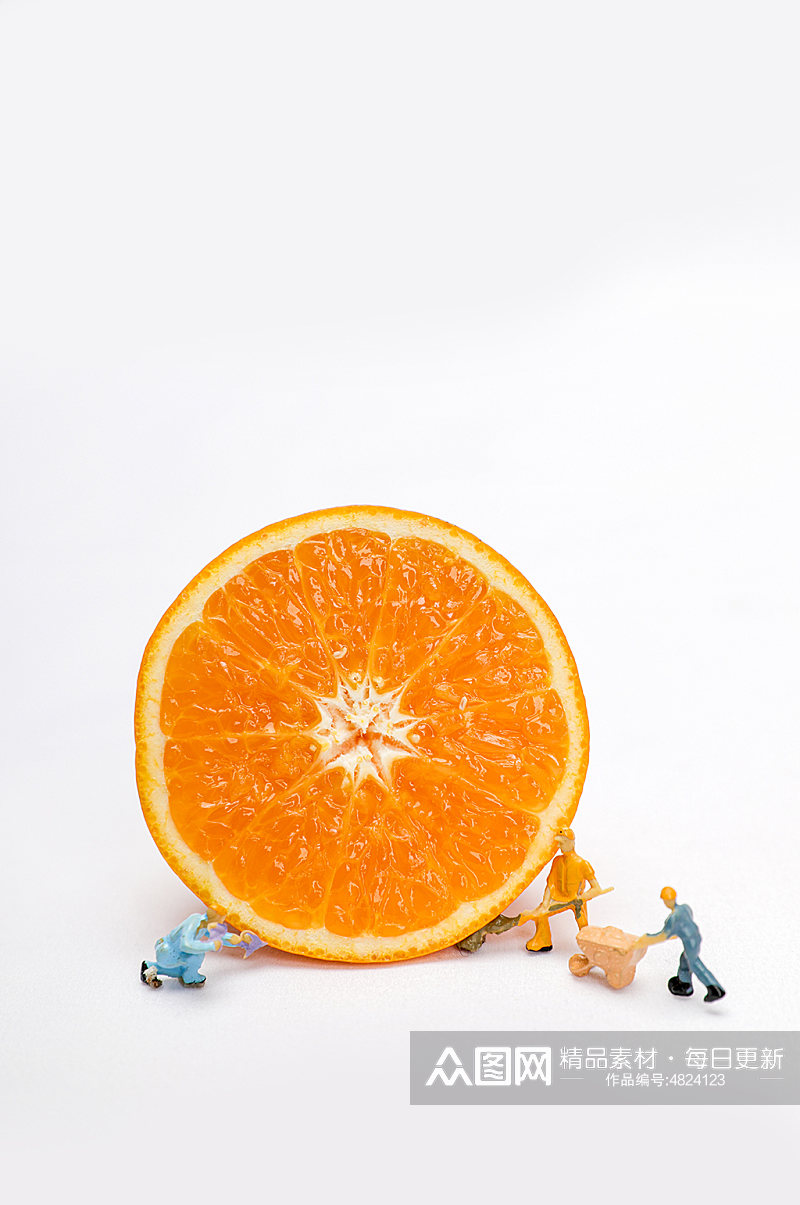 微缩小人工人橙子橘子切片水果物品摄影图片素材