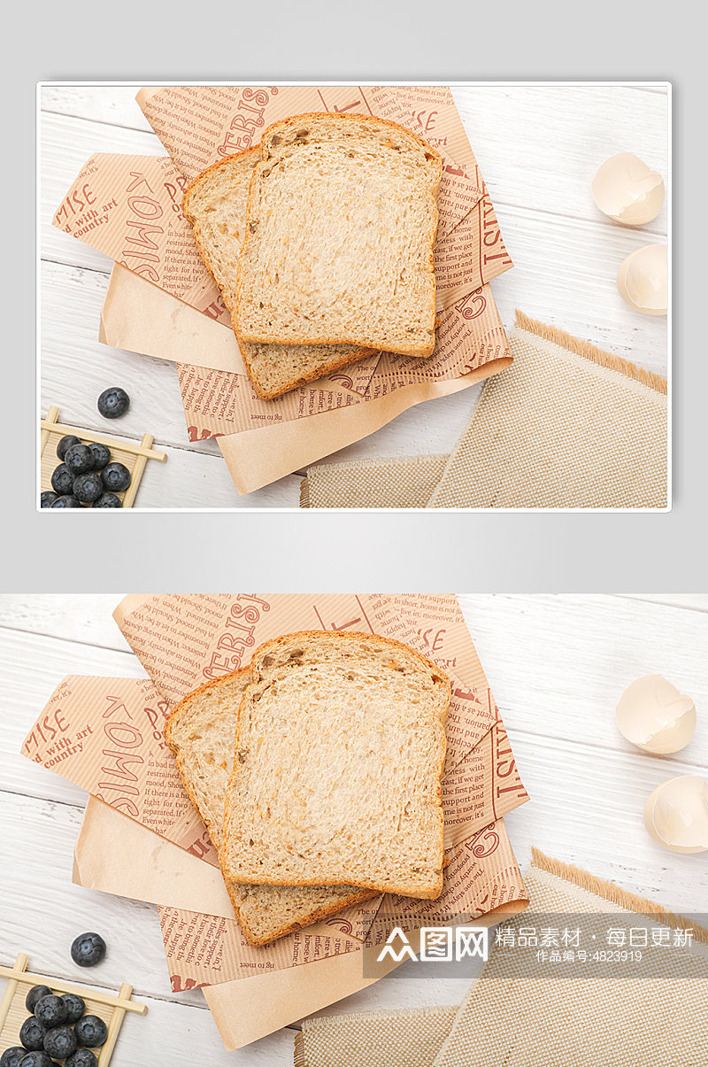 早餐切片吐司全麦面包食品物品摄影图片素材