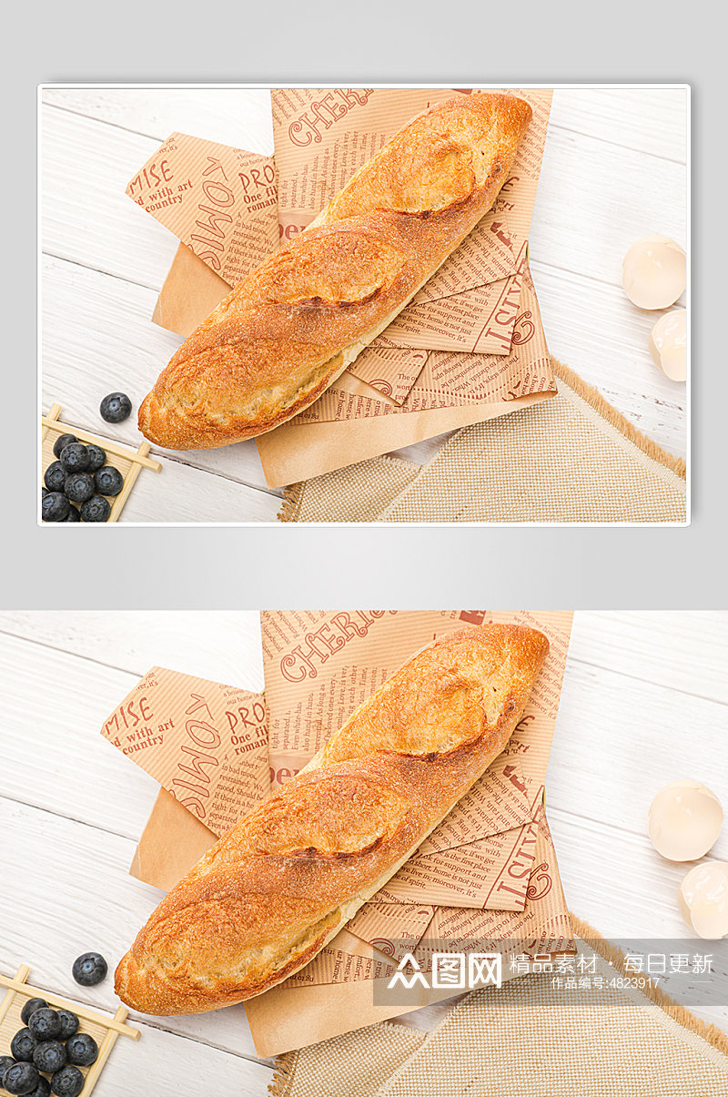 法式法棍全麦面包蓝莓食品物品摄影图片素材