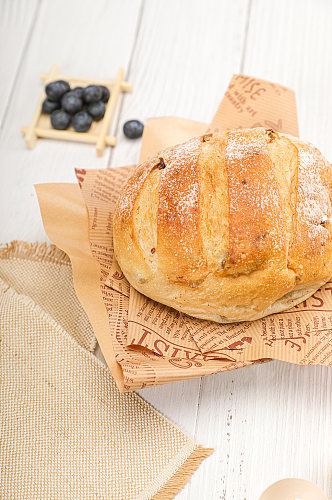 法式欧包全麦面包蓝莓食品物品摄影图片