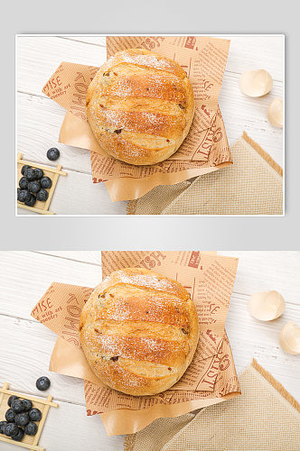 法式欧包全麦面包蓝莓食品物品摄影图片