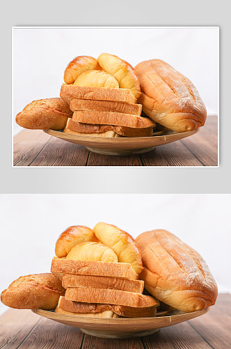 法棍牛角包全麦面包食品物品摄影图片