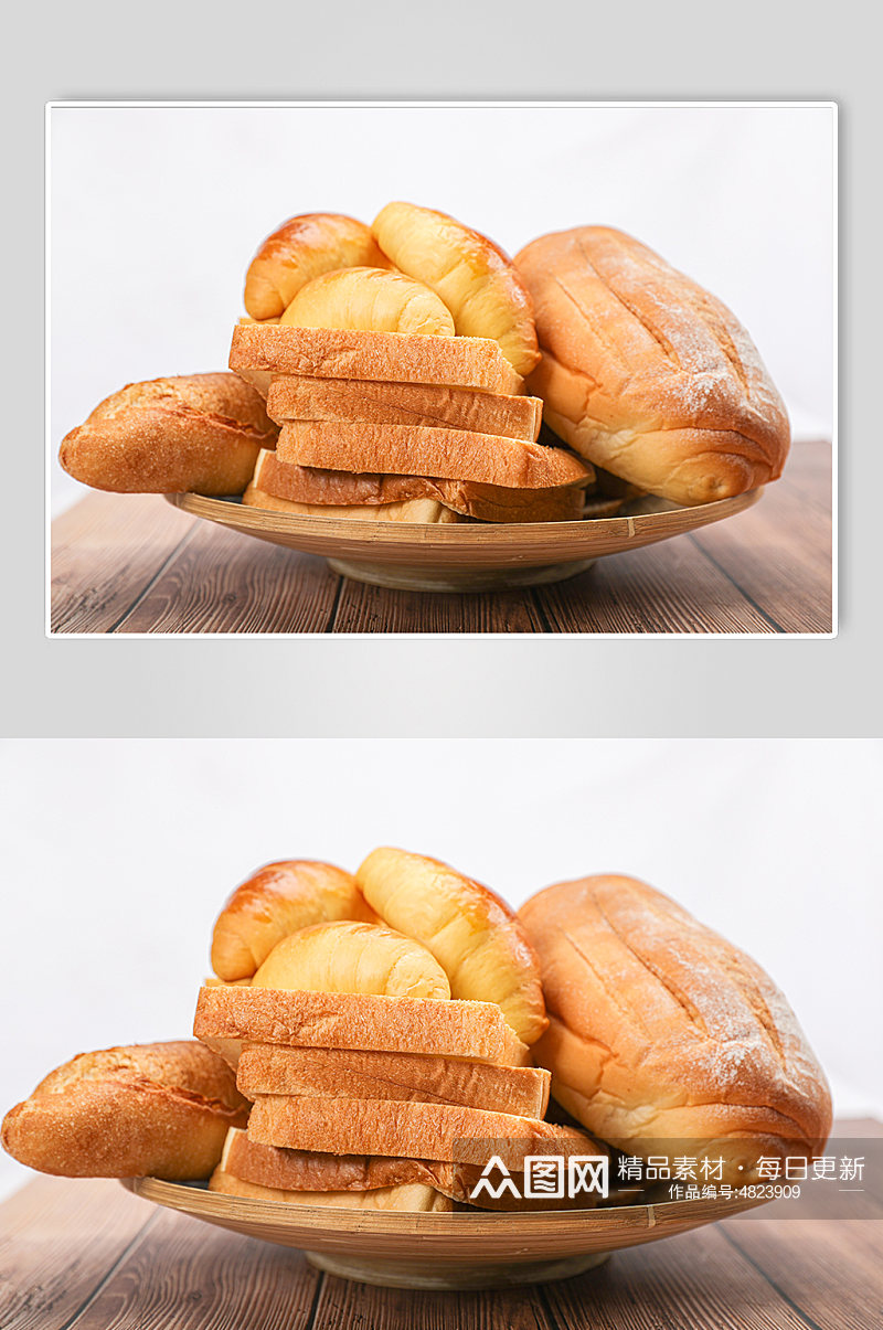 法棍牛角包全麦面包食品物品摄影图片素材