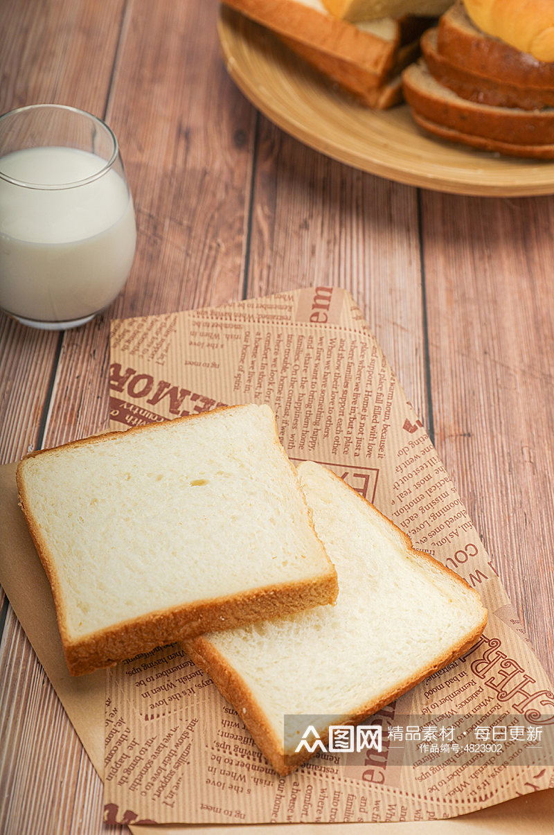 早餐吐司面包牛奶食品物品摄影图片素材