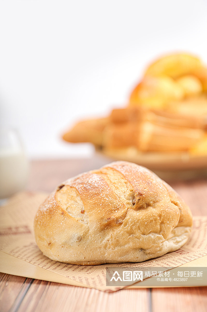 法式欧包全麦面包食品物品摄影图片素材