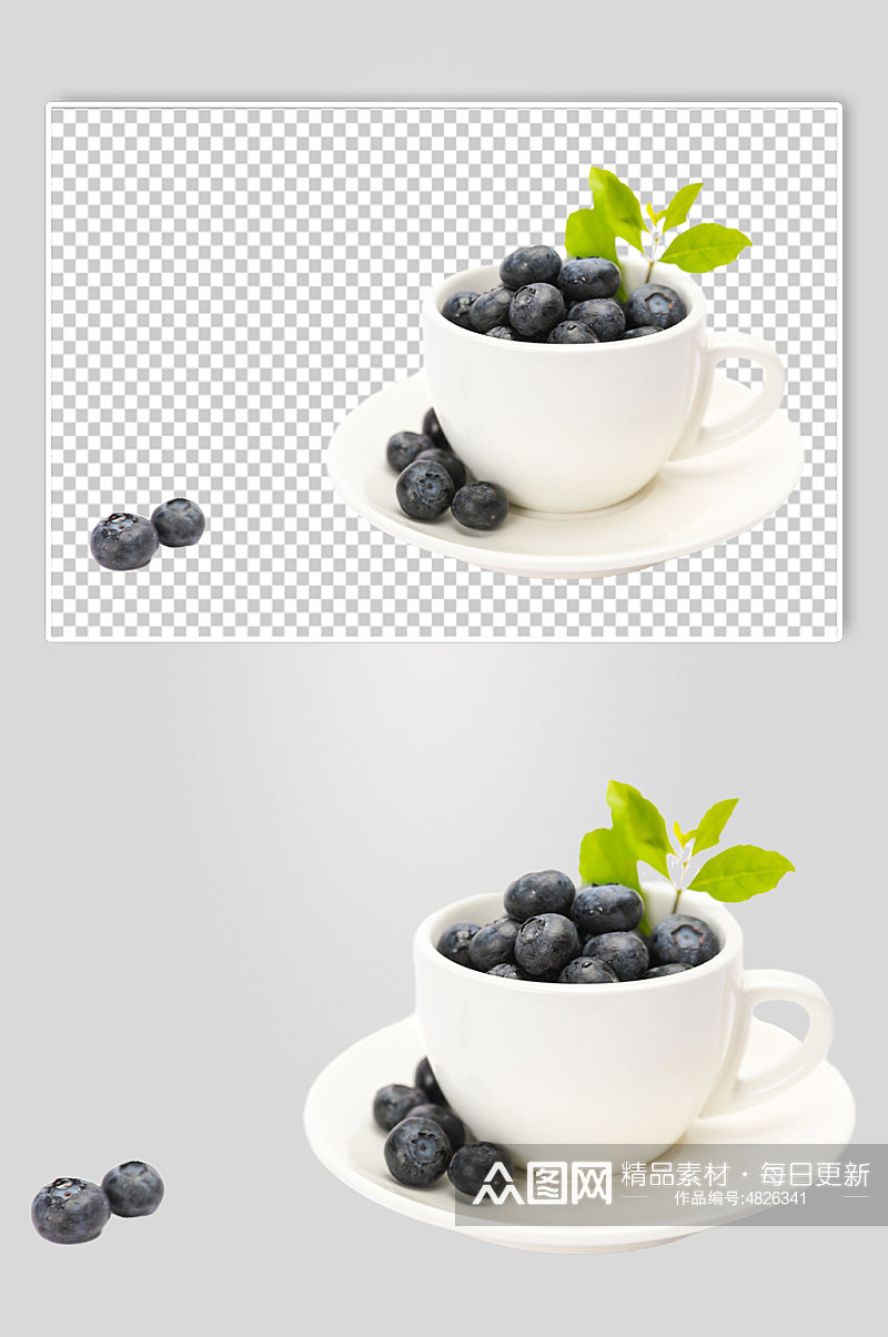 早餐杯蓝莓水果食品物品PNG摄影图片素材