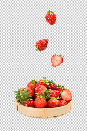 掉落果篮草莓水果食品物品PNG摄影图片