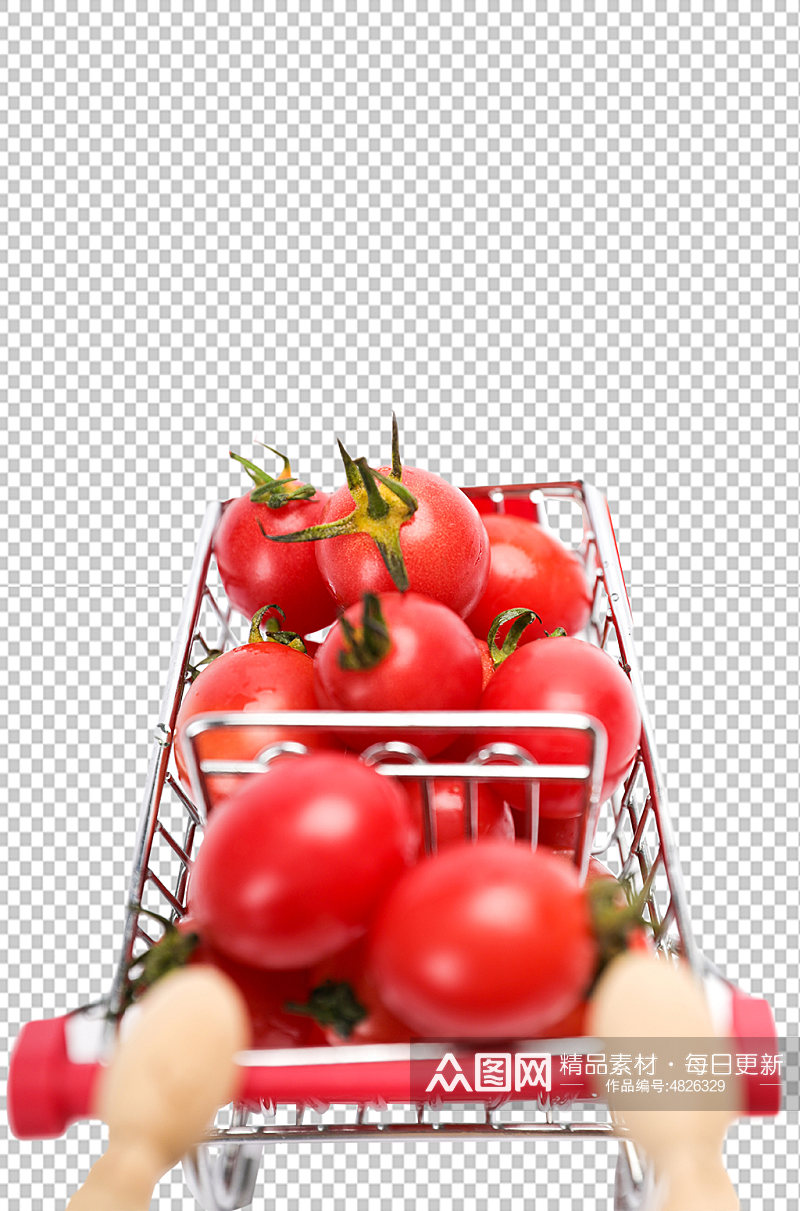 购物车圣女果水果食品物品PNG摄影图片素材