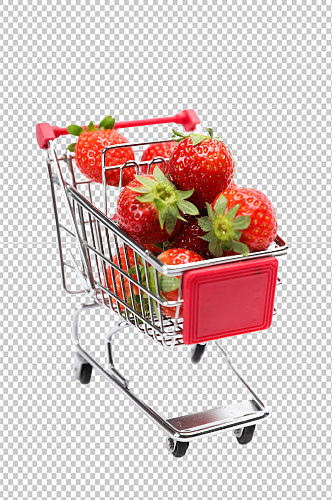 购物车草莓水果食品物品PNG摄影图片