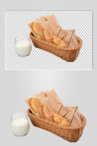 法棍牛奶面包烘焙食品物品PNG摄影图片