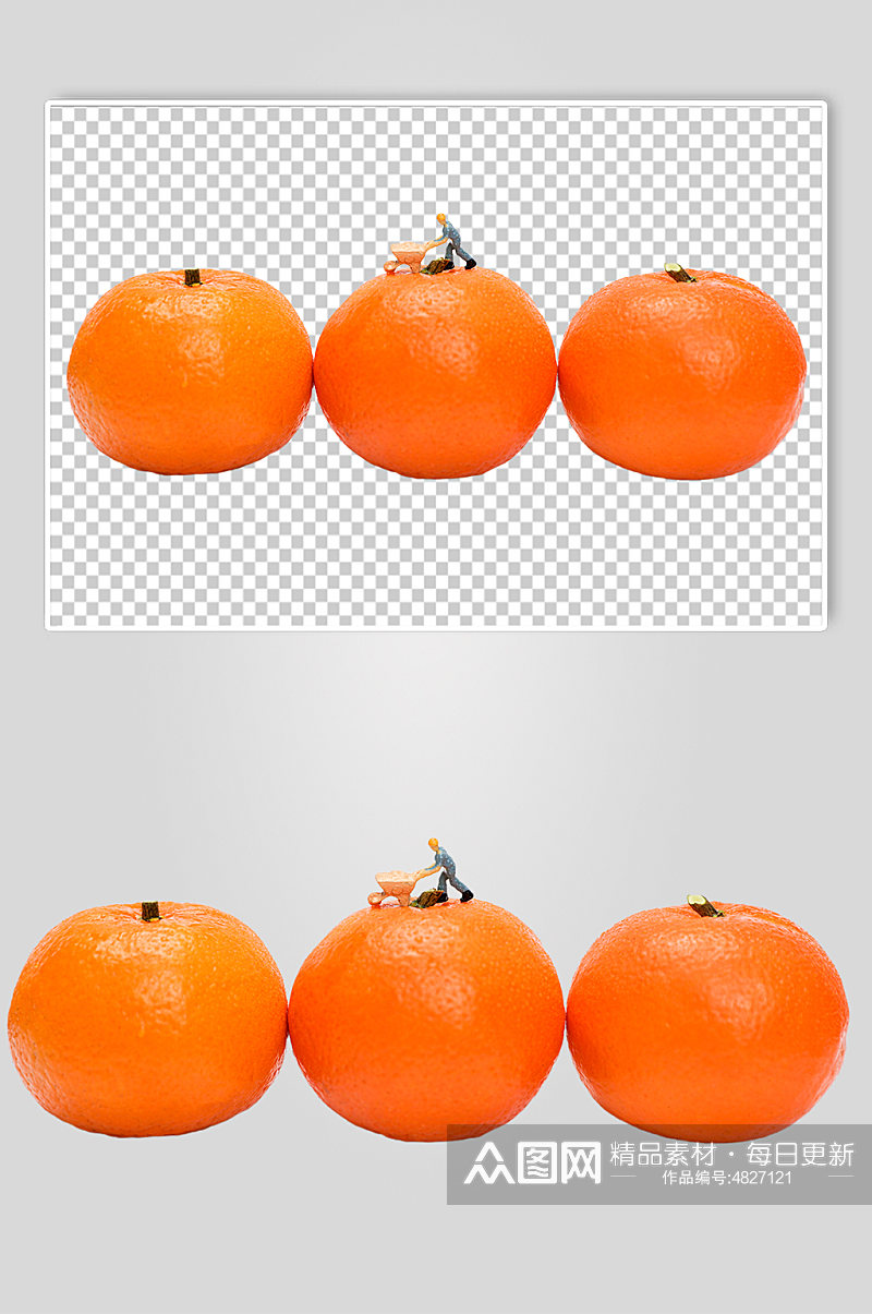微缩小人橙子水果食品物品PNG摄影图片素材