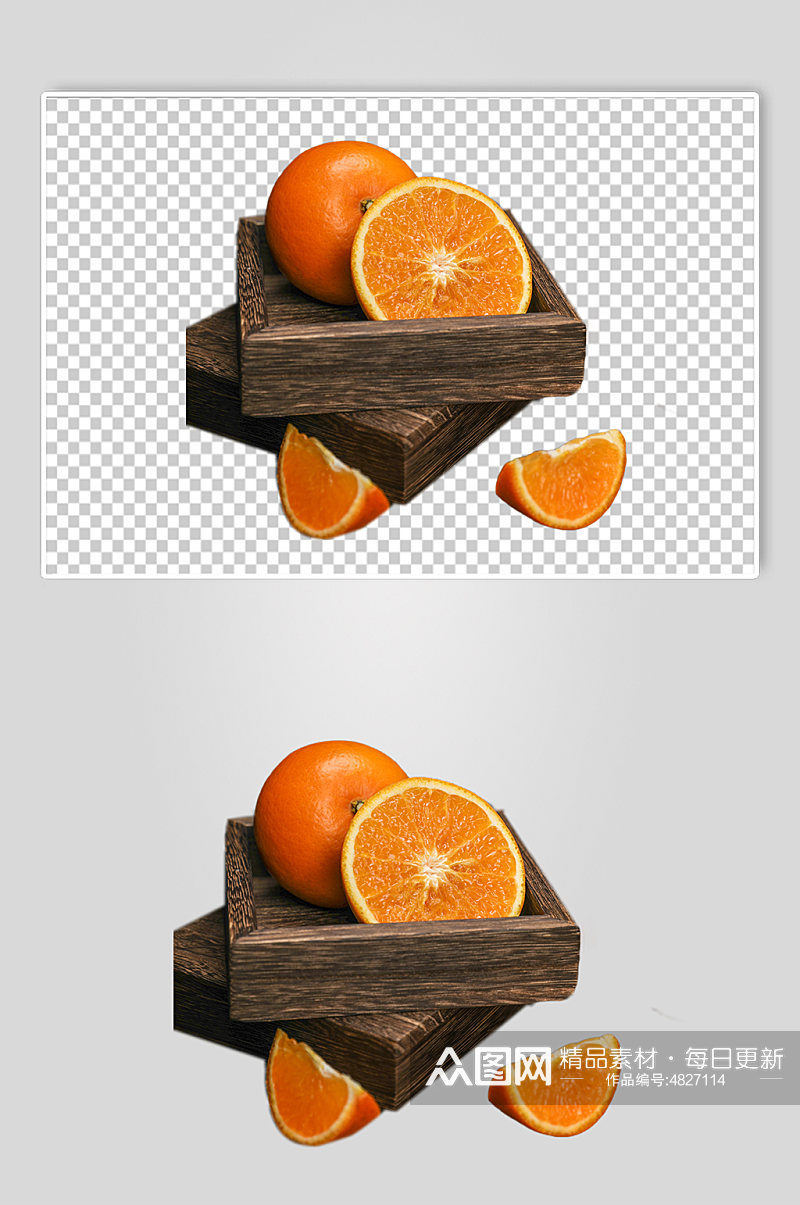 木盒橙子水果食品物品PNG摄影图片素材
