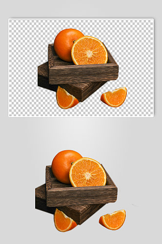 木盒橙子水果食品物品PNG摄影图片