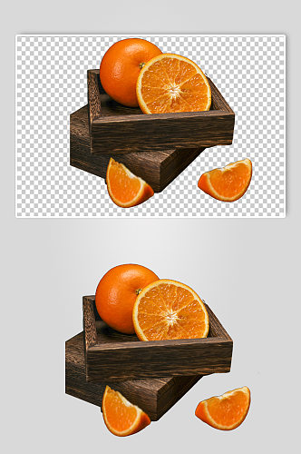 木盒橙子水果食品物品PNG摄影图片
