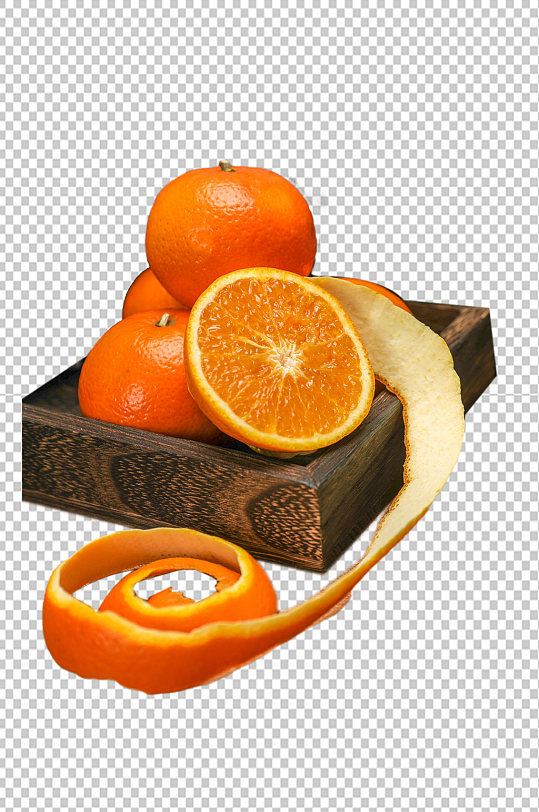 木盒橙子橘子水果食品物品PNG摄影图片