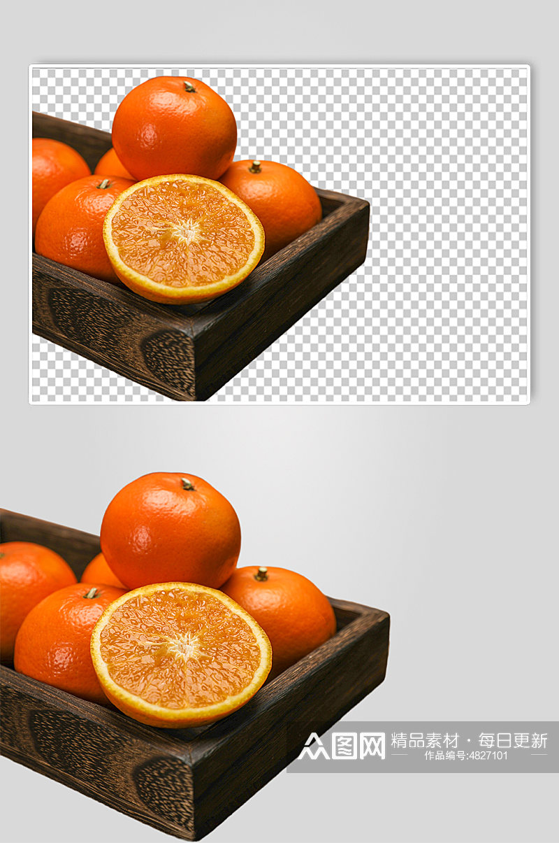 木盒橙子水果食品物品PNG摄影图片素材