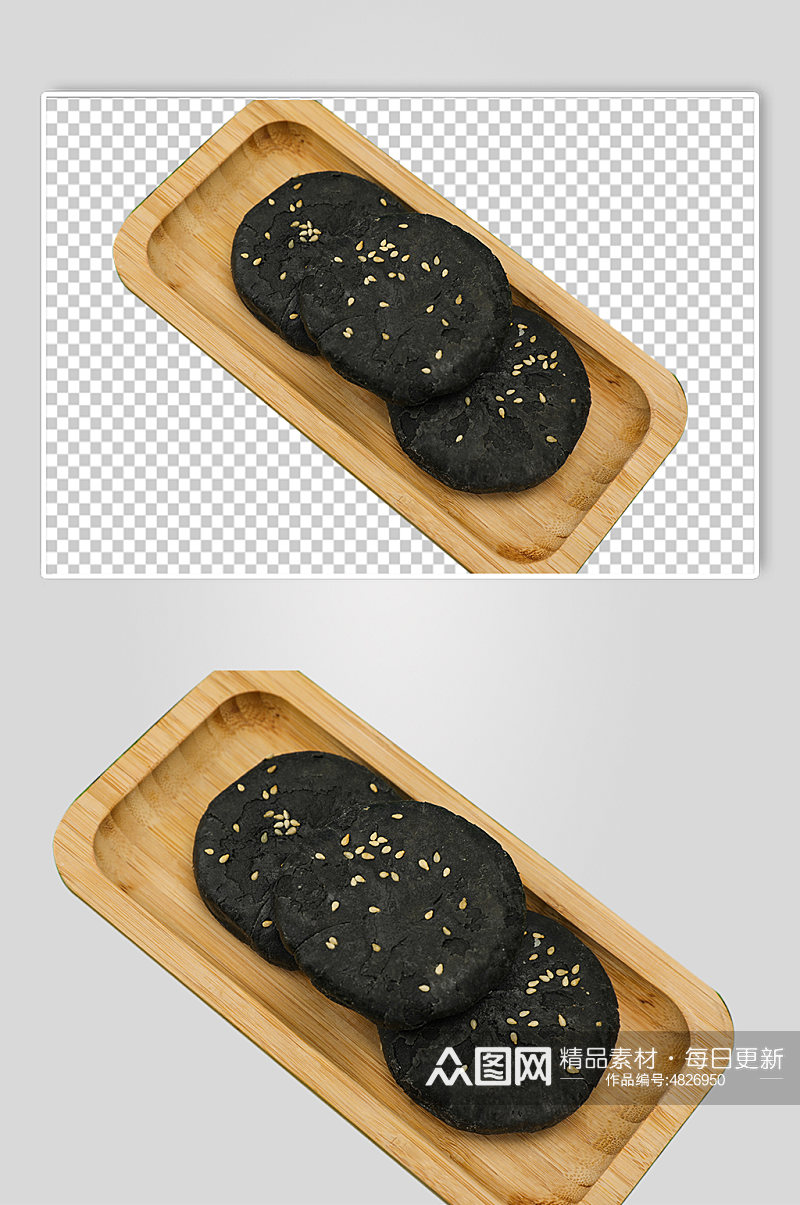 黑芝麻豆沙饼美食食品物品PNG摄影图片素材