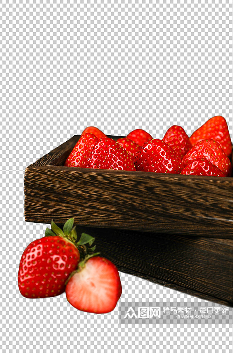 木盒草莓水果食品物品PNG摄影图片素材