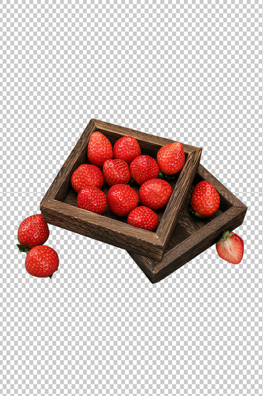 木盒草莓水果食品物品PNG摄影图片