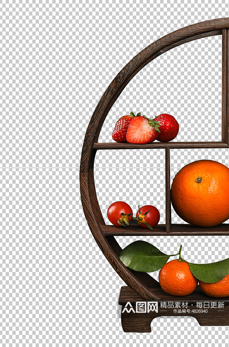 木架橙子草莓水果食品物品PNG摄影图片素材
