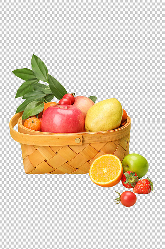 苹果梨子果篮水果食品物品PNG摄影图片