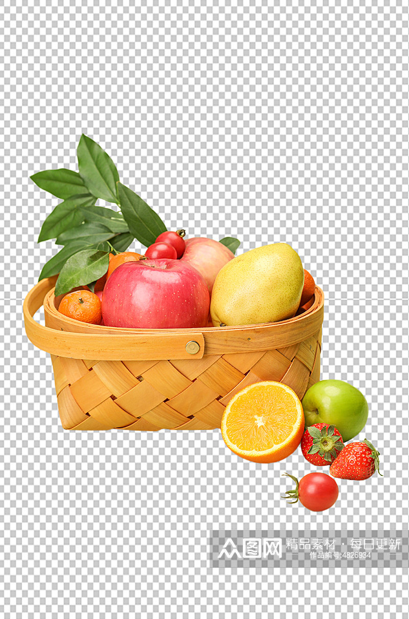 苹果梨子果篮水果食品物品PNG摄影图片素材