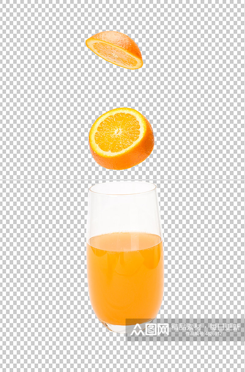 橙汁果汁橙子切面水果物品PNG摄影图片素材