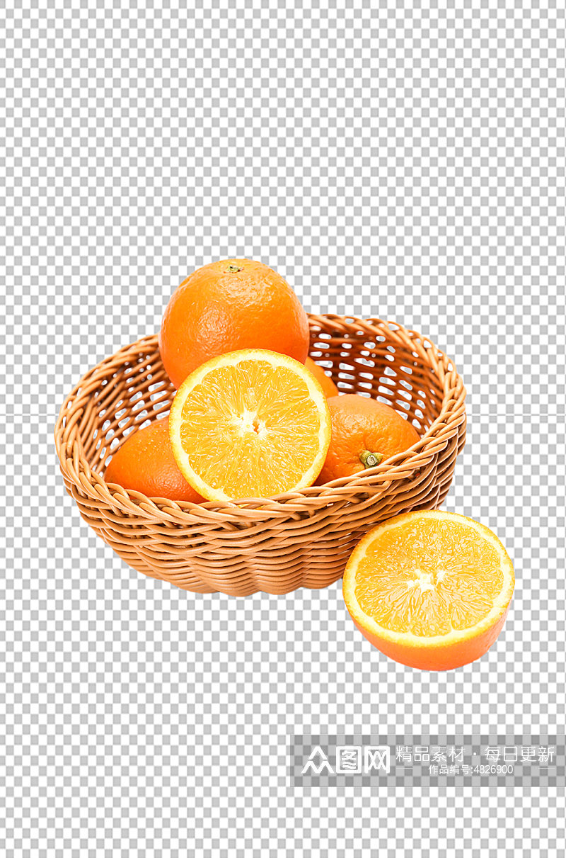 果篮橙子切面水果物品PNG摄影图片素材