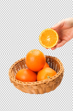 手拿橙子切面水果物品PNG摄影图片