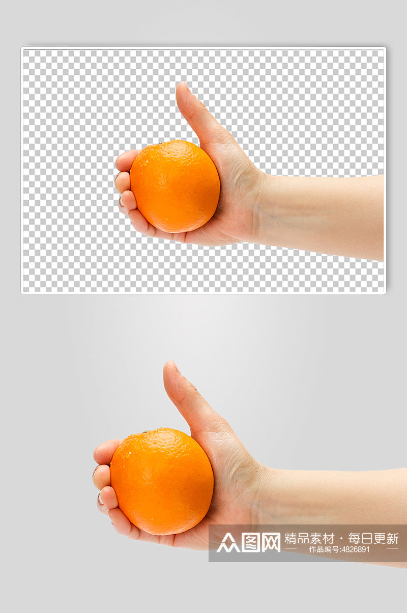 手拿橙子水果物品PNG摄影图片素材