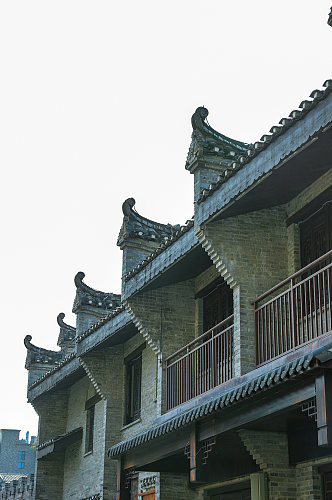 中式古镇建筑屋檐元素摄影图片
