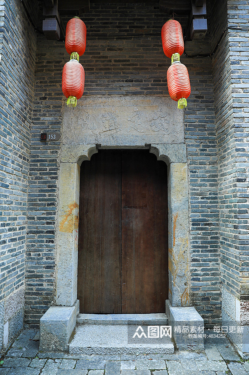 中式古镇建筑大门元素摄影图片素材